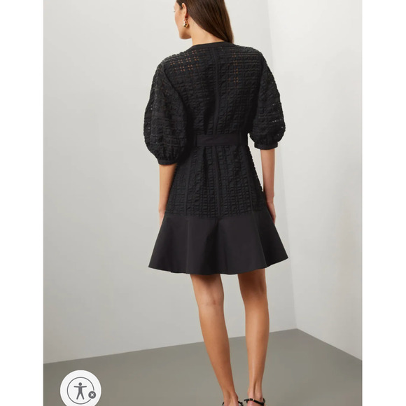 3.1 Philip Lim Black Puff Sleeve Mini Dress SMALL Designer Boho Cottage $595 - Picture 3 of 11